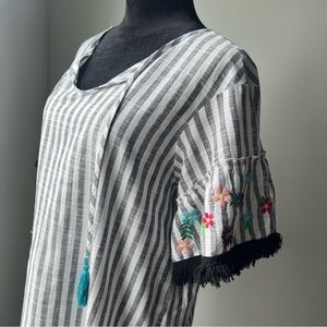 Rafaella Tie Front Short Sleeve Blouse - Large